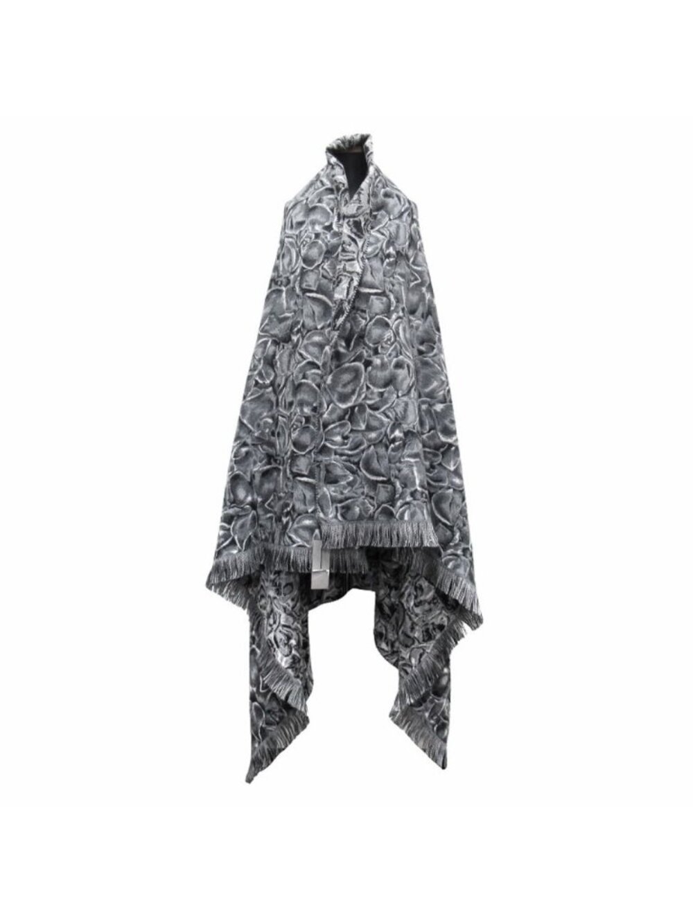 Dior Jardin All Over Pattern Throw Wool Large Shawl Logo Black Gray Scarf - Picture 4 of 5